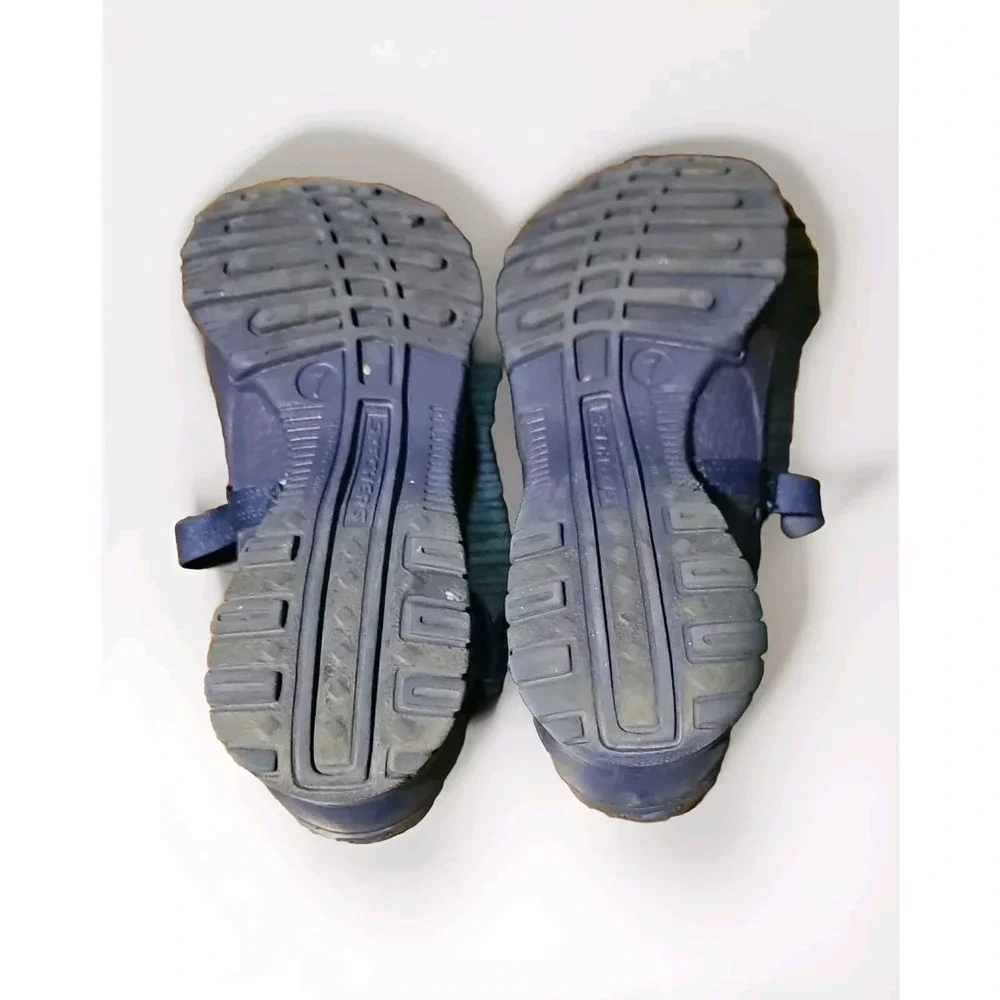 Skechers Cali Gear Mary Jane Rubber Shoe Women Sz 7 Blue Adjustable Washable 23C